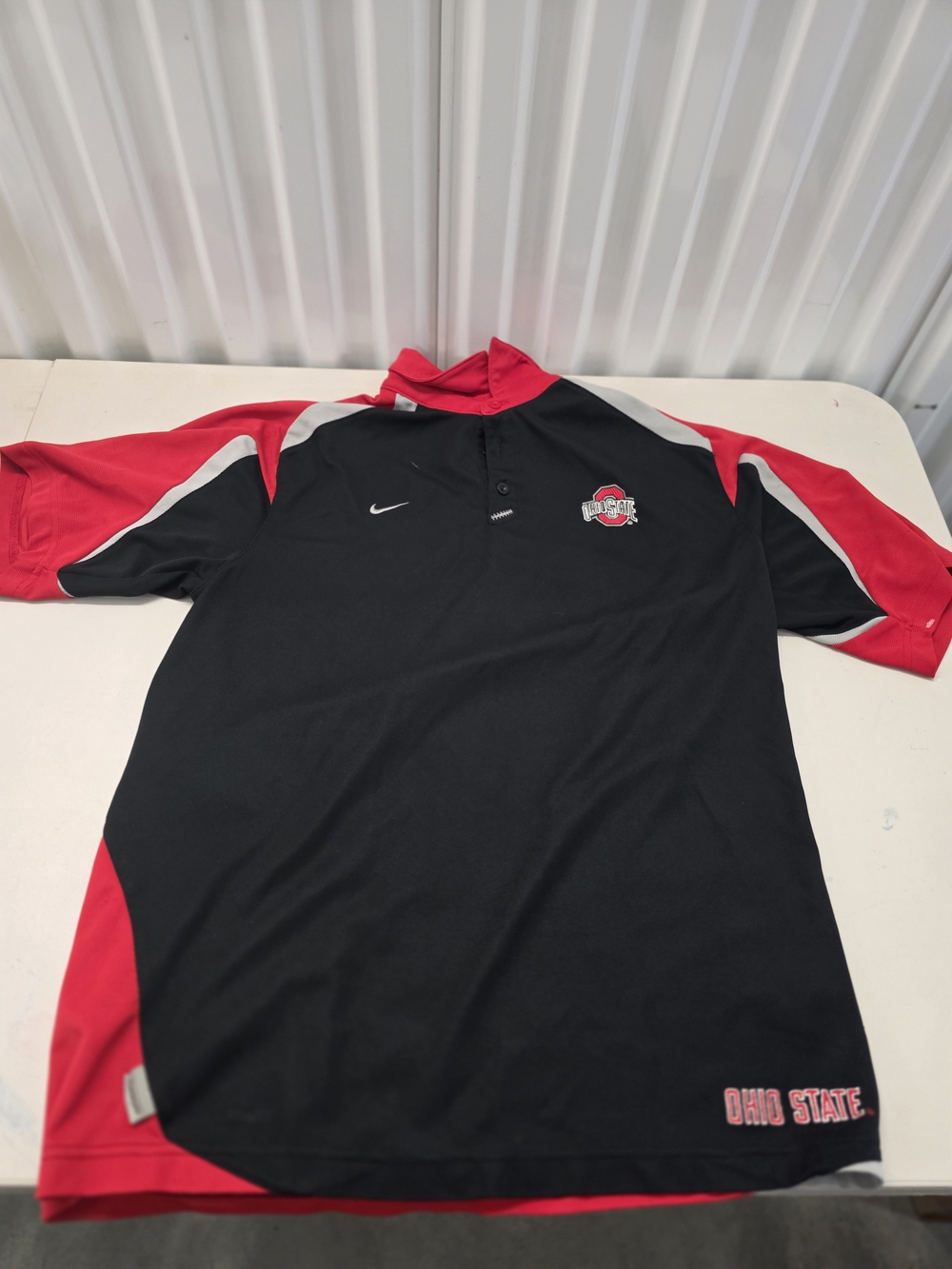 Nike Ohio State Buckeyes Polo Shirt Size Large Black Red Golf Fit Nike Fit Dry